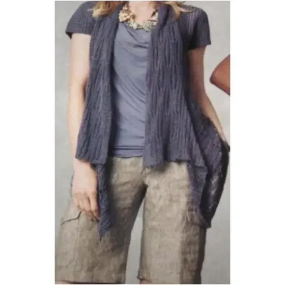 Cabi 286‎ Slate Blue Cottage Cardigan Womens Size XS Open Knit Waterfall - Picture 2 of 10